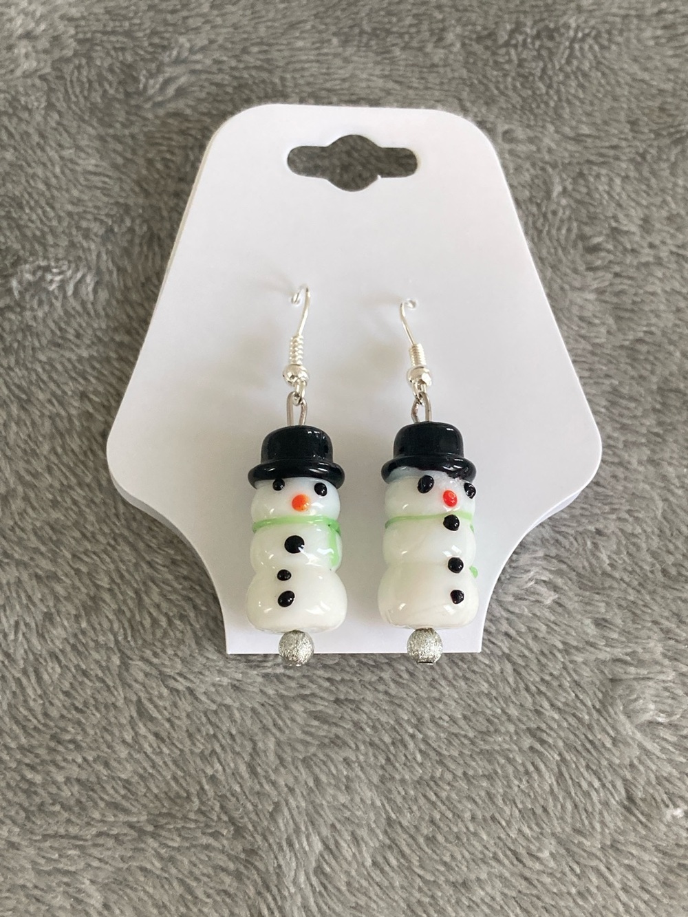 Snowman glass earrings